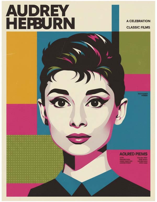 Audrey Hepburn reimagined minimalist actor portrait