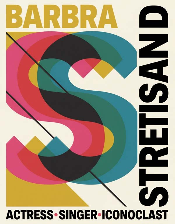 Barbra Streisand reimagined minimalist actor portrait