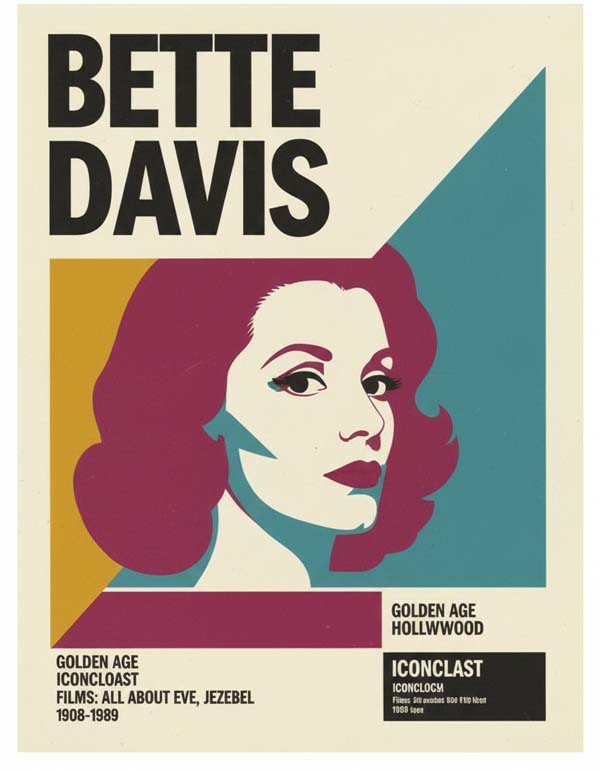 Bette Davis reimagined minimalist actor portrait
