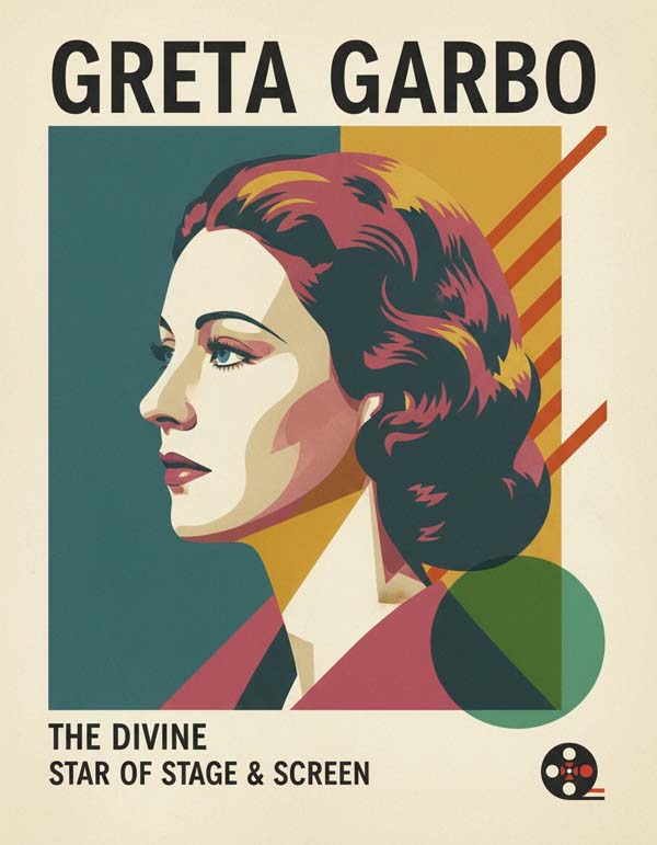 Greta Garbo reimagined minimalist actor portrait