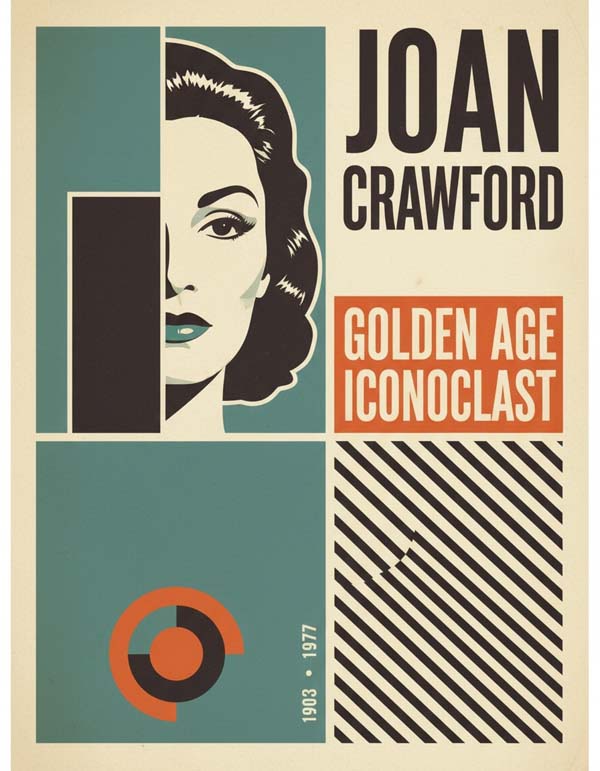 Joan Crawford reimagined minimalist actor portrait