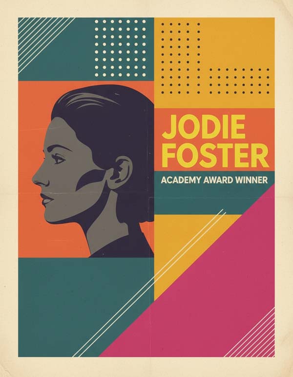 Jodie Foster reimagined minimalist actor portrait