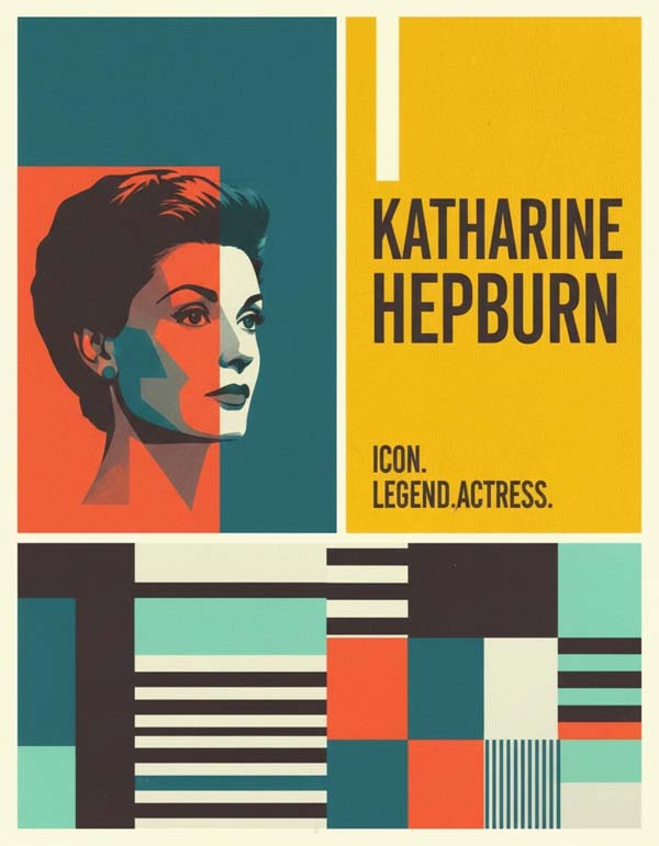 Katharine Hepburn reimagined minimalist actor portrait