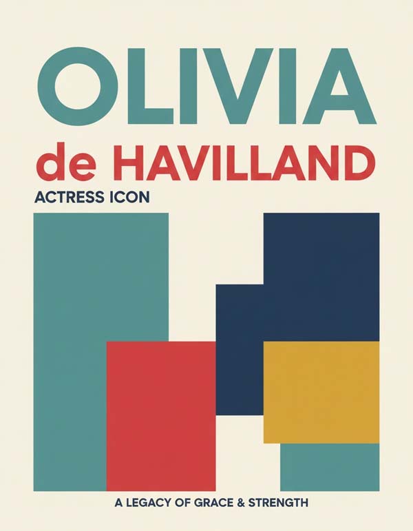 Olivia de Havilland reimagined minimalist actor portrait