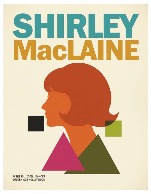 Shirley MacLaine reimagined minimalist actor portrait