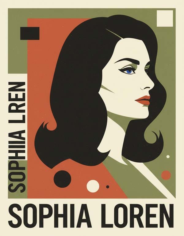 Sophia Loren reimagined minimalist actor portrait