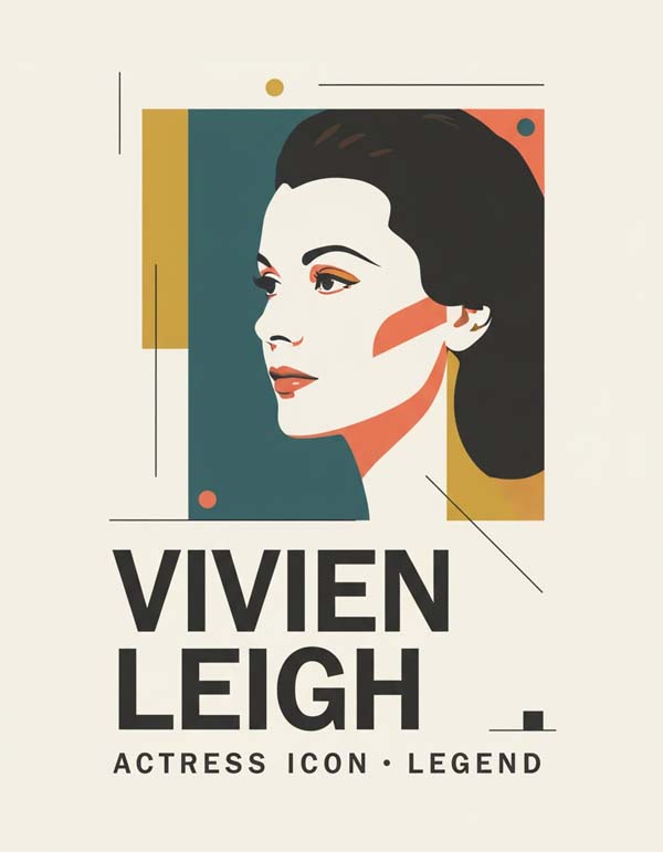 Vivien Leigh reimagined minimalist actor portrait