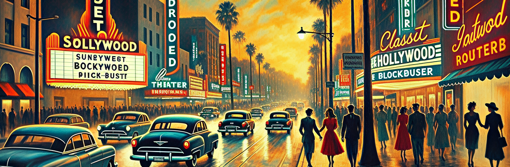 Downtown at Dusk — Sunset Boulevard retro painting