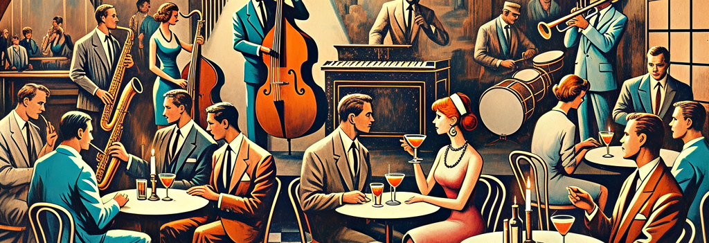 1950s jazz club retro art montage