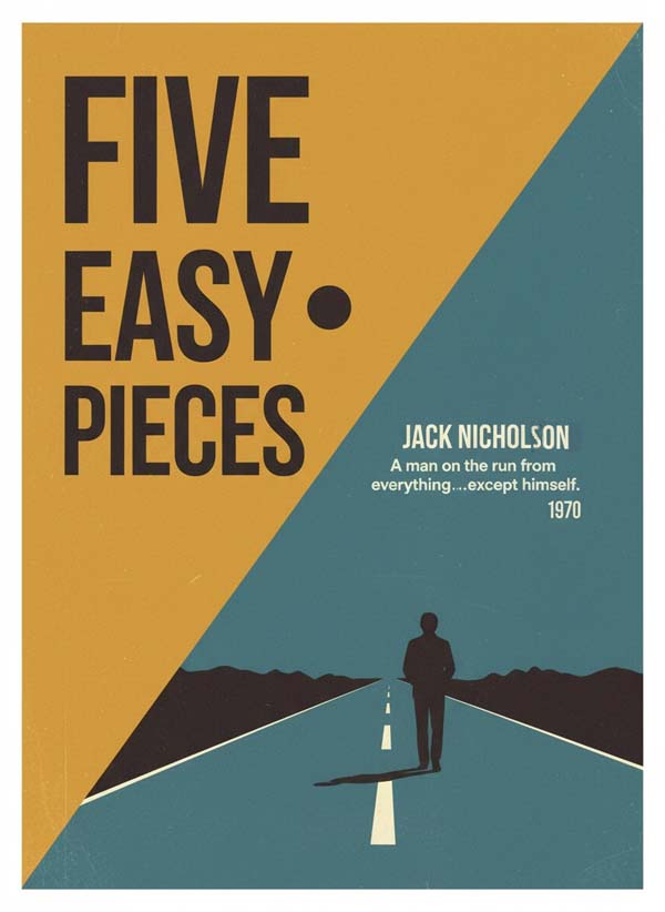 Five Easy Pieces (1970) reimagined minimalist movie poster