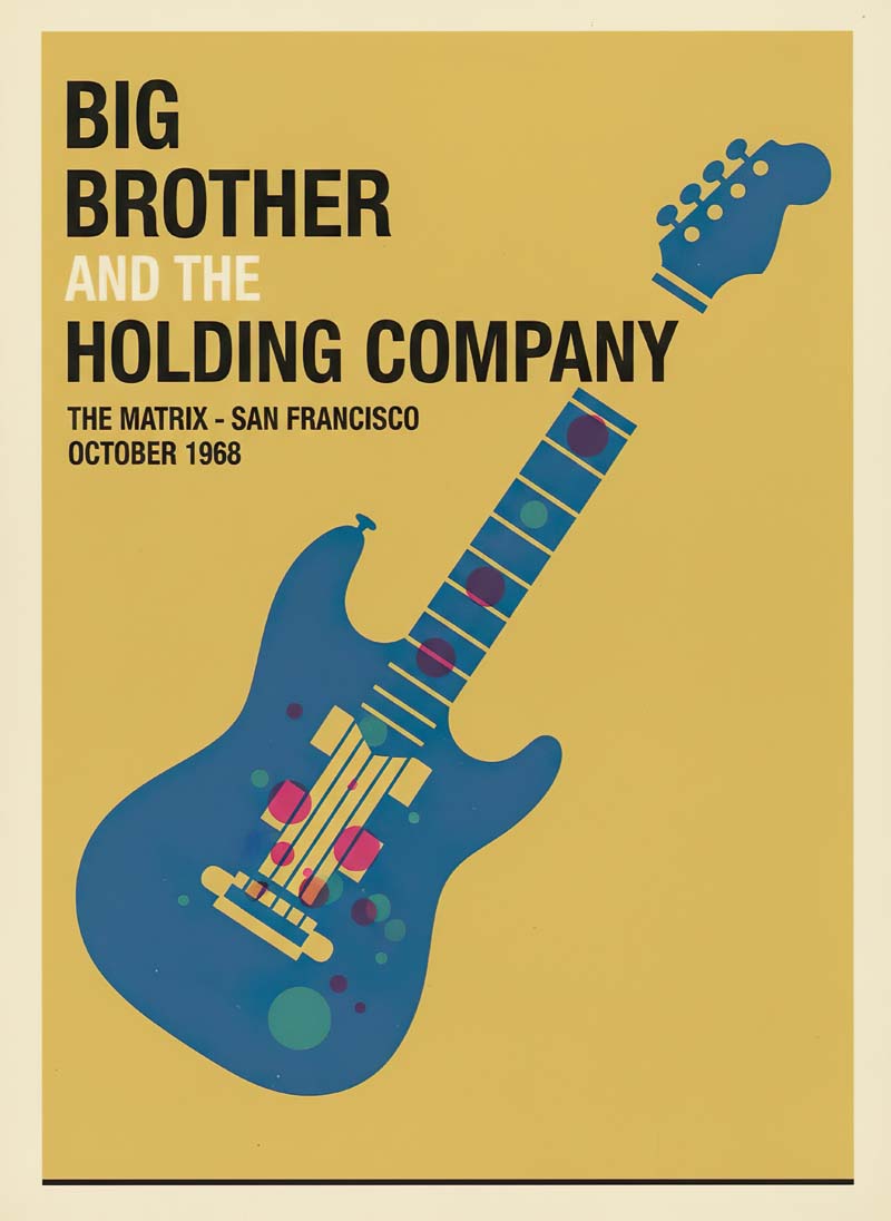 Big Brother and the Holding Company reimagined rock musician portrait