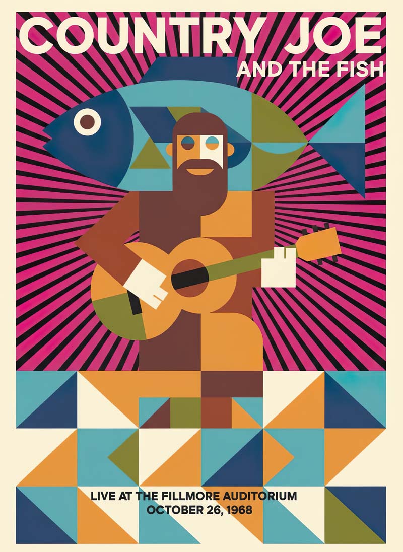 Country Joe and the Fish reimagined rock musician portrait
